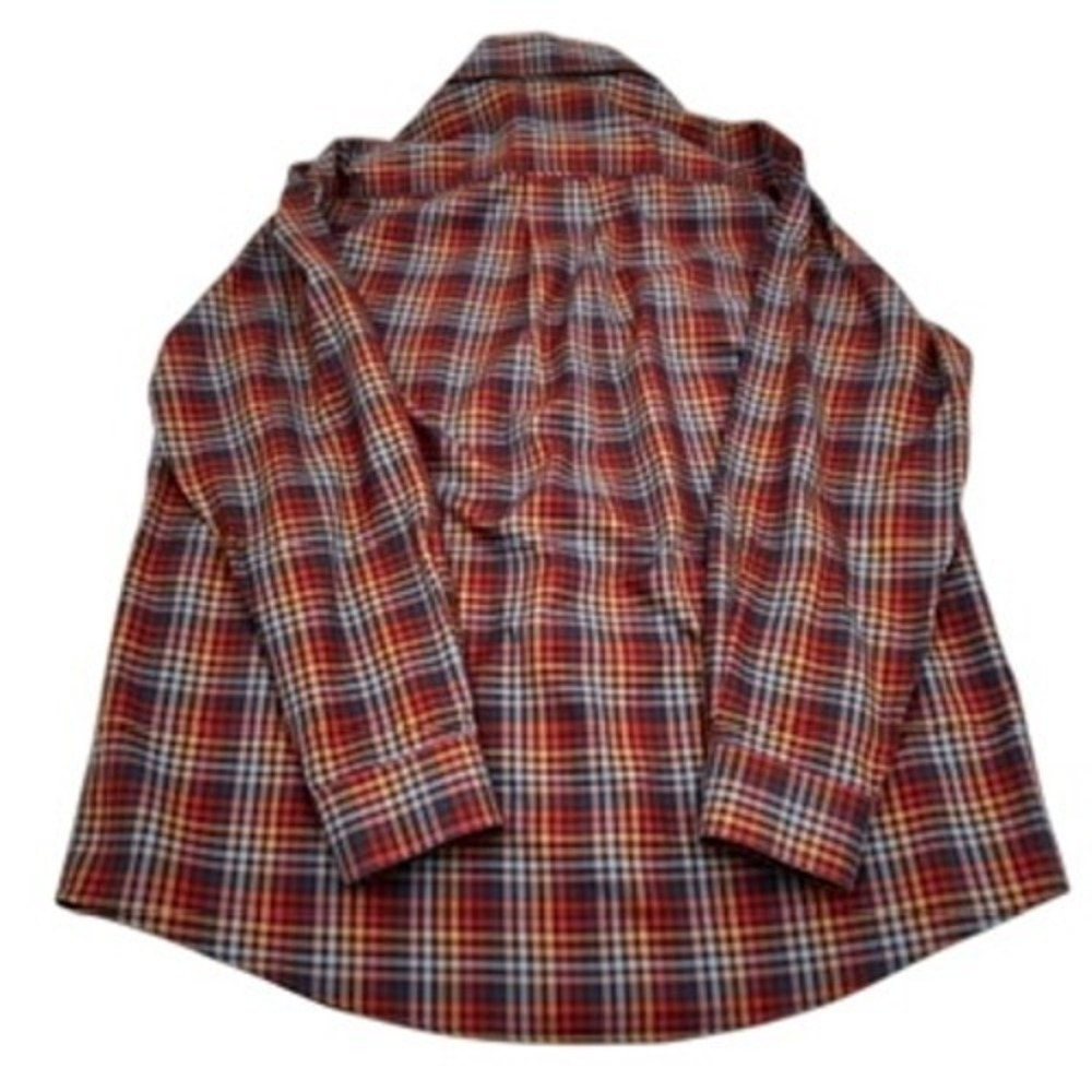 Orvis Mens Large Plaid Button Down Shirt Red Blue Orange Cotton Long Sleeve L - Picture 8 of 12